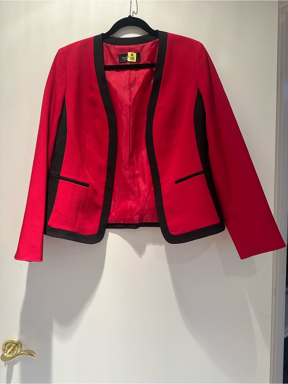 Black Label Red Open-Front Blazer with Black Trim
